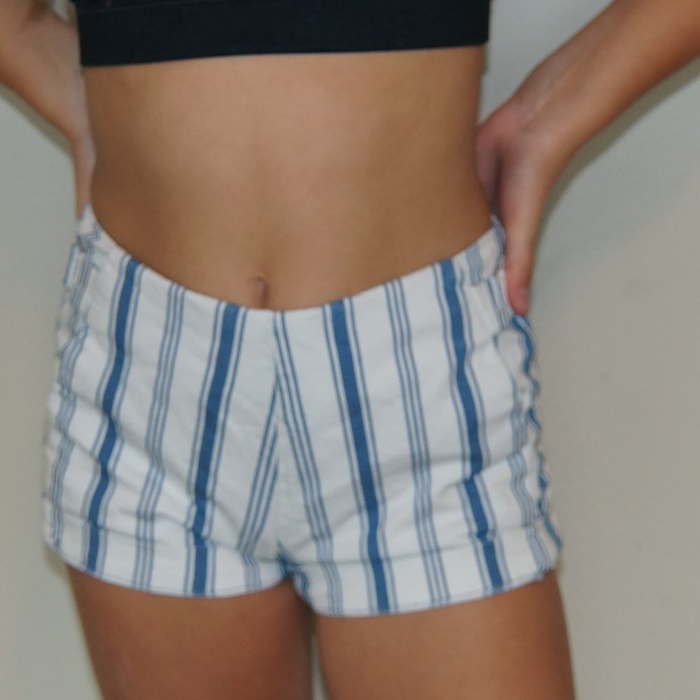 blue spice cute blue and white striped shorts